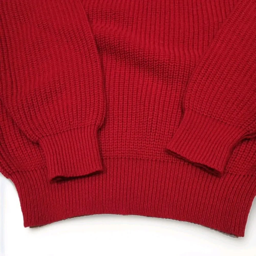 VTG High Sierra Mervyn's Pullover Sweater Size Md Red Heavy Cotton Crewneck EUC